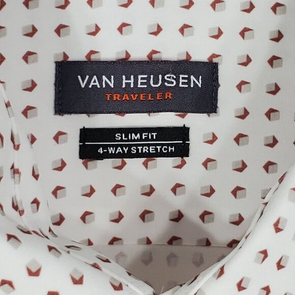Van Heusen Mens Medium Shirt Traveler Slim Fit 4-Way Stretch 15-15.5 32/33 - Picture 5 of 9